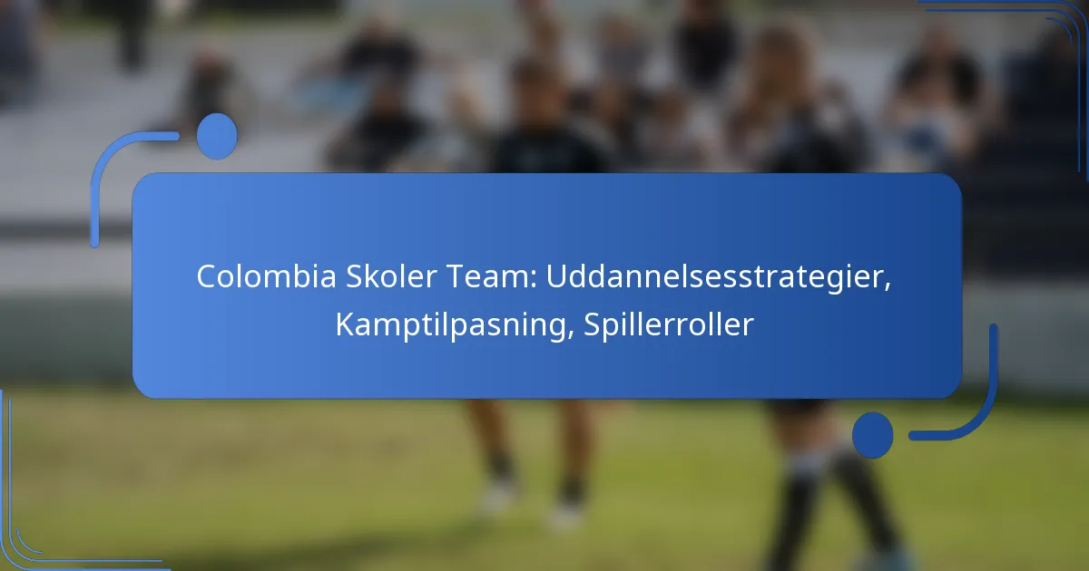 Colombia Skoler Team: Uddannelsesstrategier, Kamptilpasning, Spillerroller