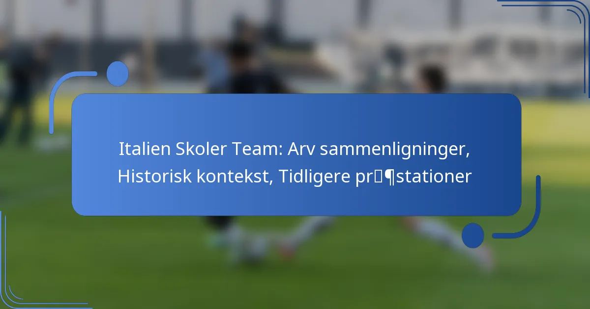 Italien Skoler Team: Arv sammenligninger, Historisk kontekst, Tidligere præstationer