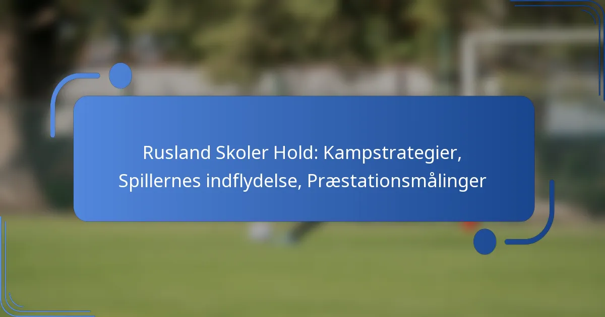 Rusland Skoler Hold: Kampstrategier, Spillernes indflydelse, Præstationsmålinger