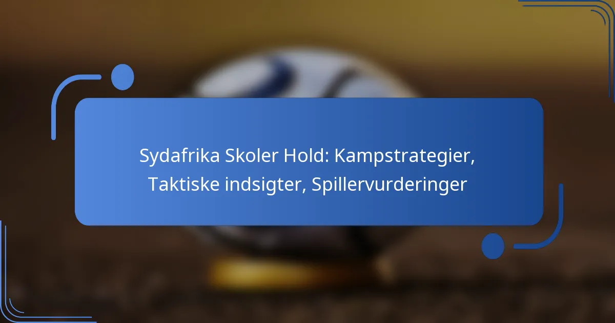 Sydafrika Skoler Hold: Kampstrategier, Taktiske indsigter, Spillervurderinger