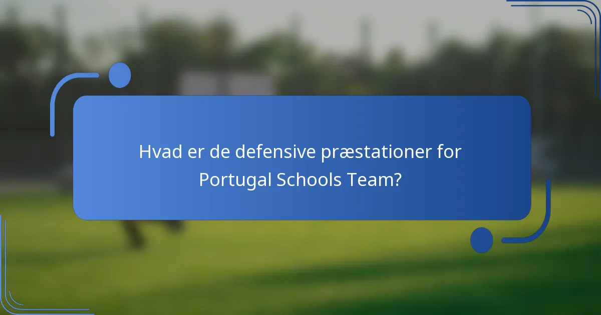 Hvad er de defensive præstationer for Portugal Schools Team?