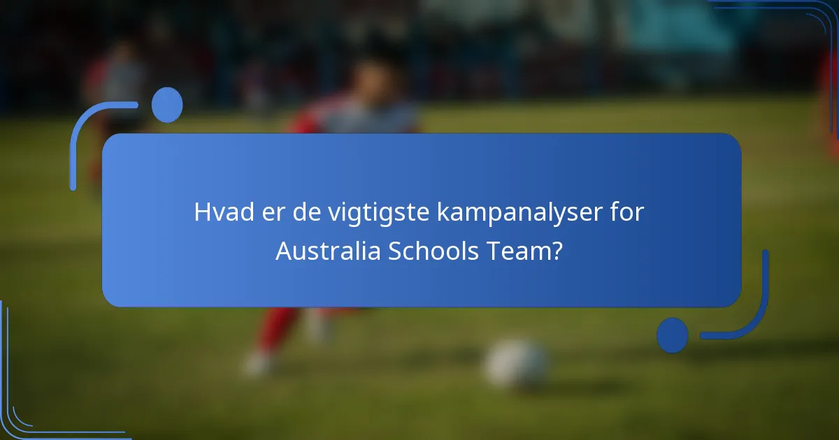 Hvad er de vigtigste kampanalyser for Australia Schools Team?