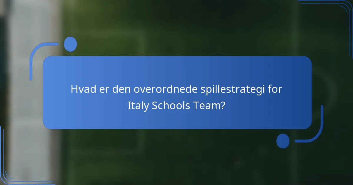 Hvad er den overordnede spillestrategi for Italy Schools Team?