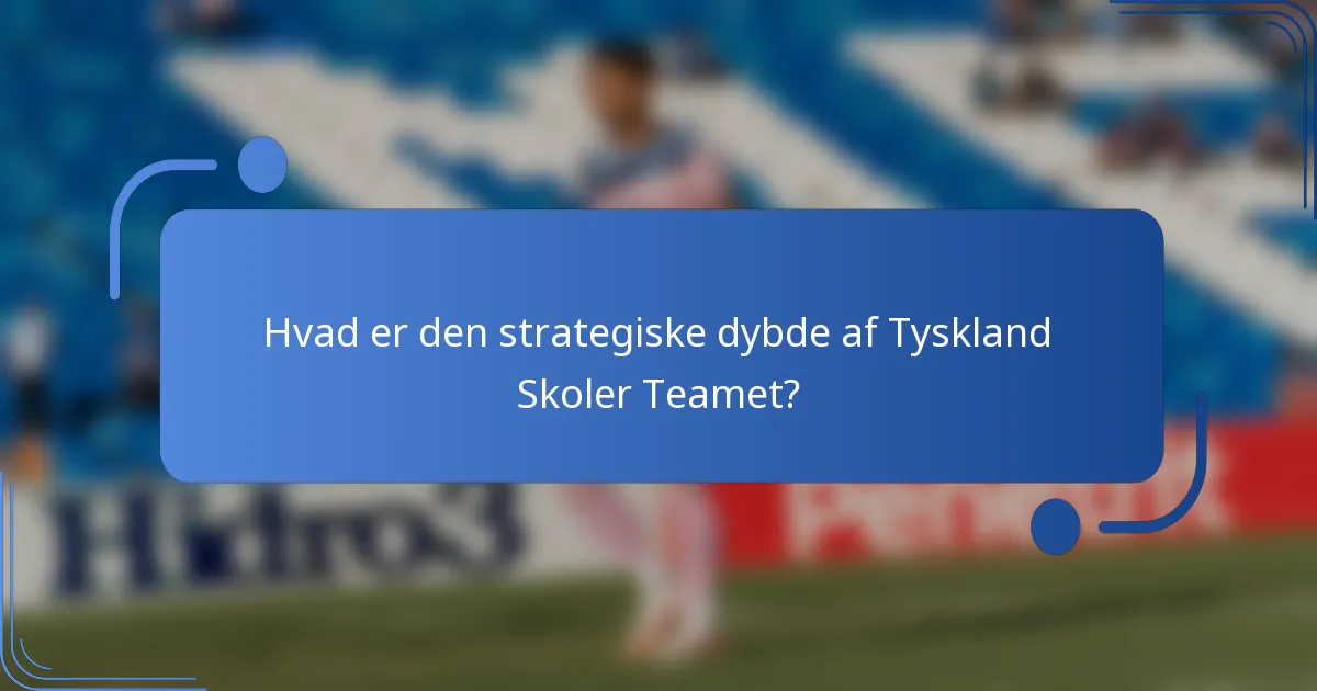 Hvad er den strategiske dybde af Tyskland Skoler Teamet?