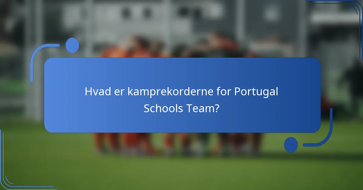 Hvad er kamprekorderne for Portugal Schools Team?