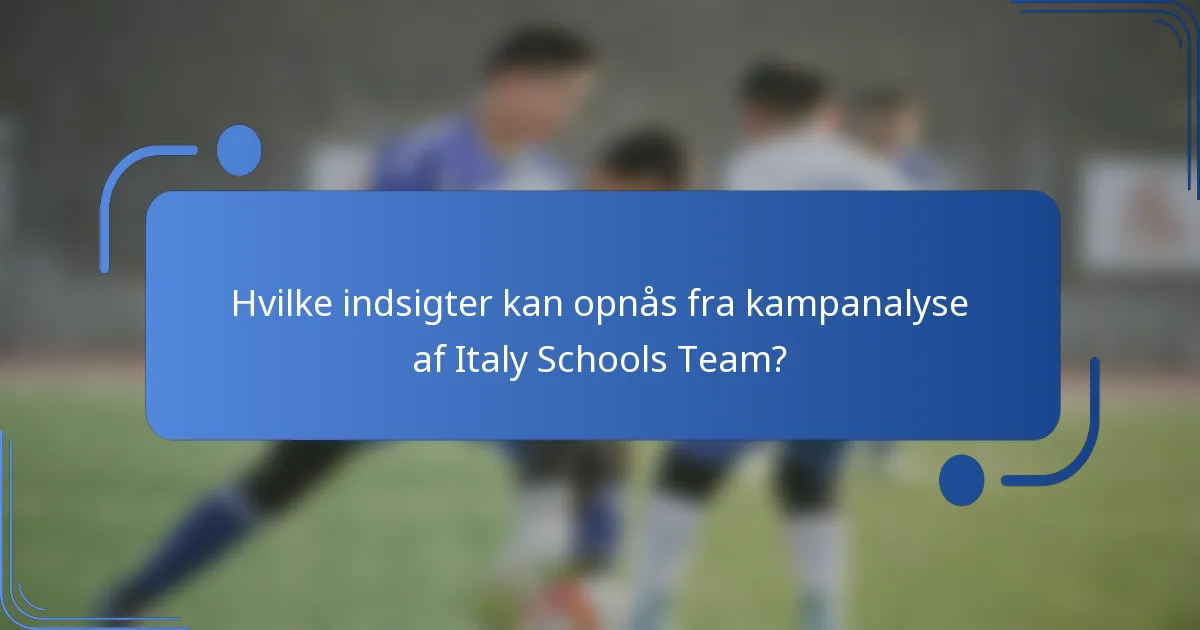 Hvilke indsigter kan opnås fra kampanalyse af Italy Schools Team?