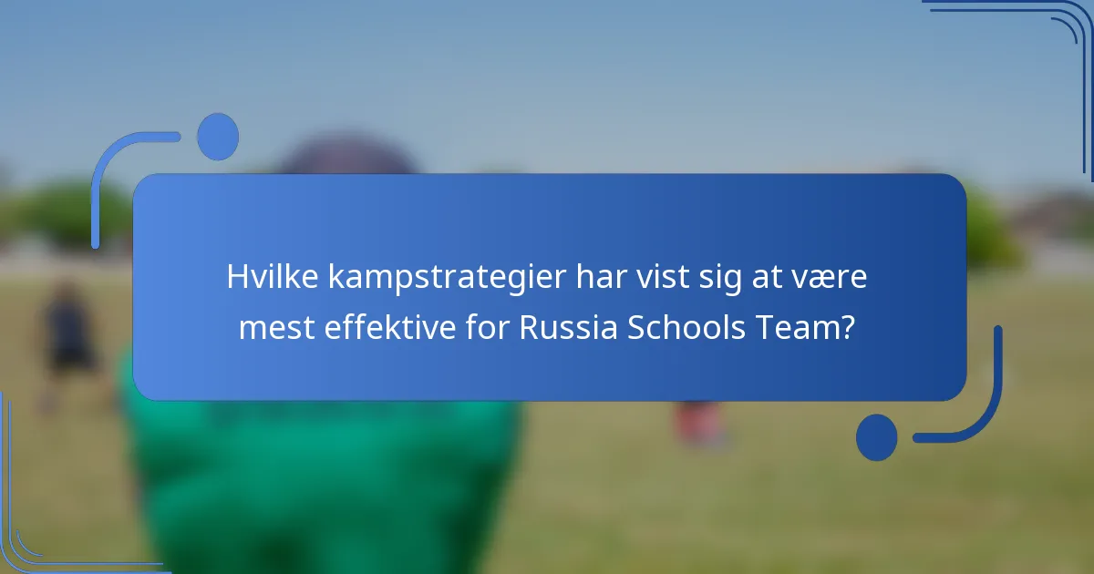 Hvilke kampstrategier har vist sig at være mest effektive for Russia Schools Team?