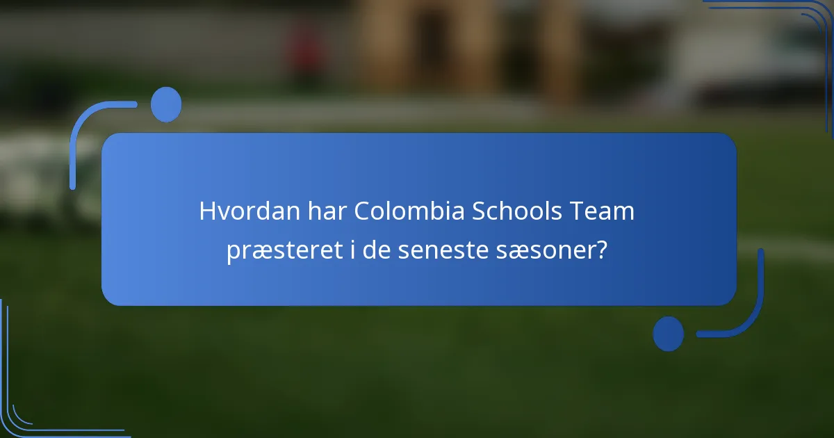 Hvordan har Colombia Schools Team præsteret i de seneste sæsoner?