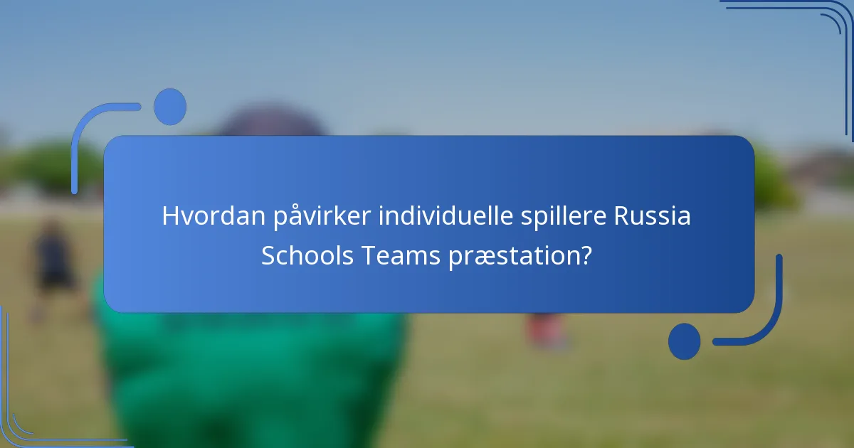 Hvordan påvirker individuelle spillere Russia Schools Teams præstation?