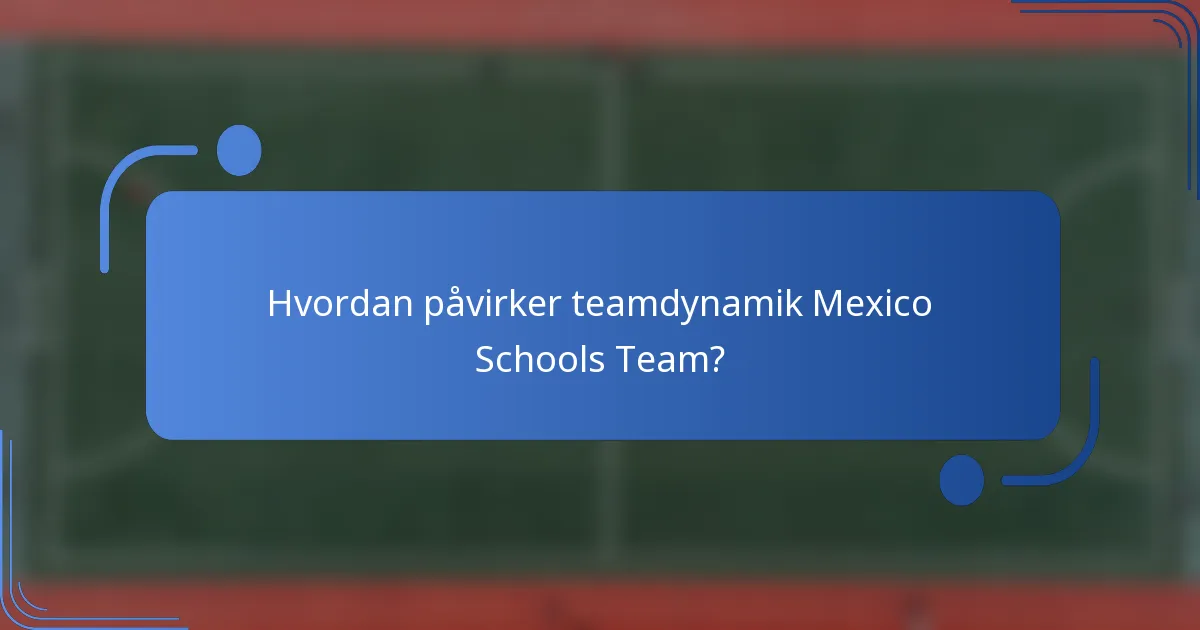 Hvordan påvirker teamdynamik Mexico Schools Team?