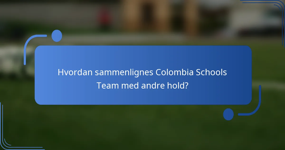 Hvordan sammenlignes Colombia Schools Team med andre hold?