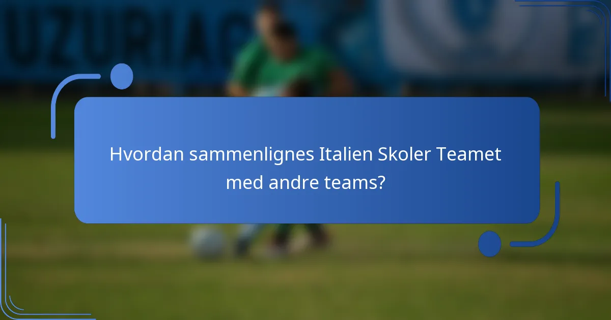 Hvordan sammenlignes Italien Skoler Teamet med andre teams?