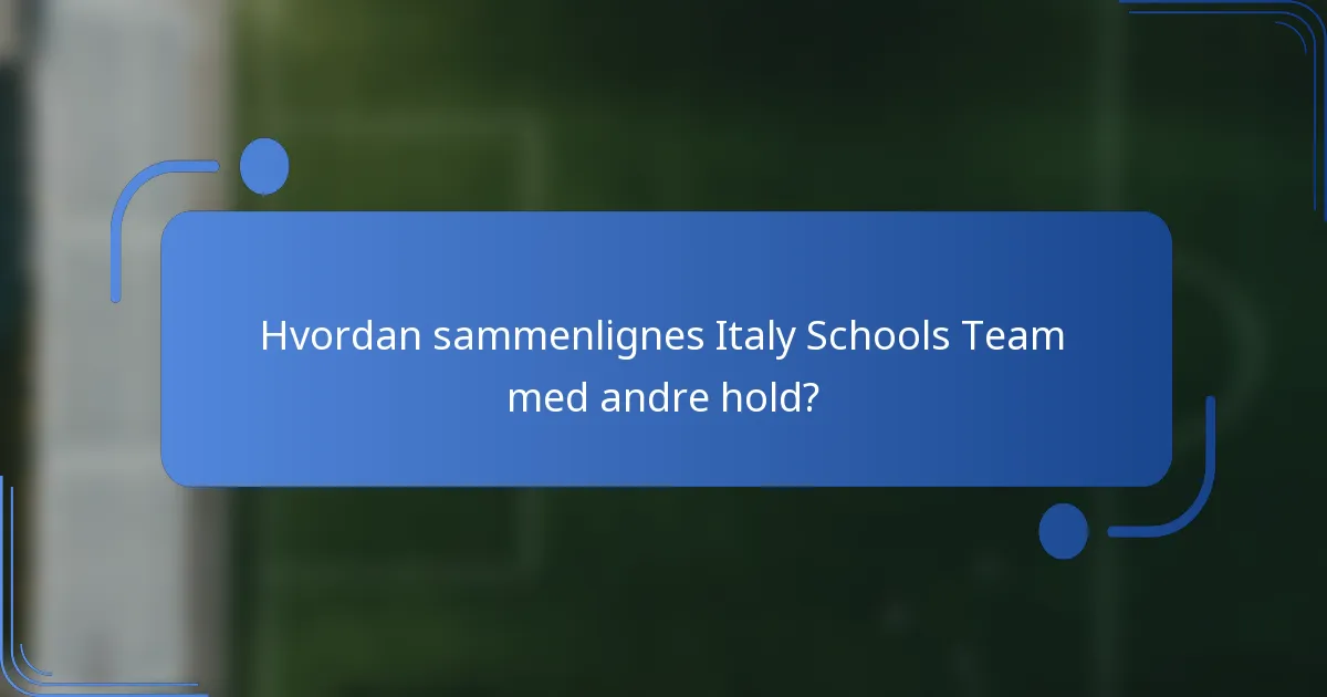 Hvordan sammenlignes Italy Schools Team med andre hold?