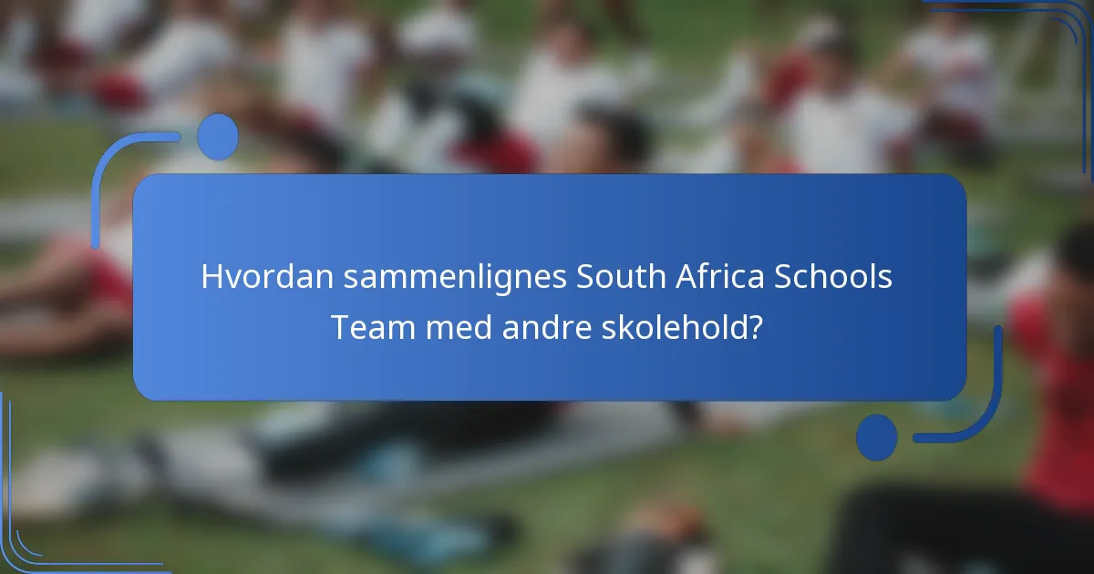 Hvordan sammenlignes South Africa Schools Team med andre skolehold?