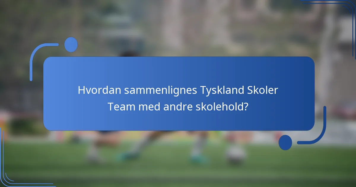 Hvordan sammenlignes Tyskland Skoler Team med andre skolehold?