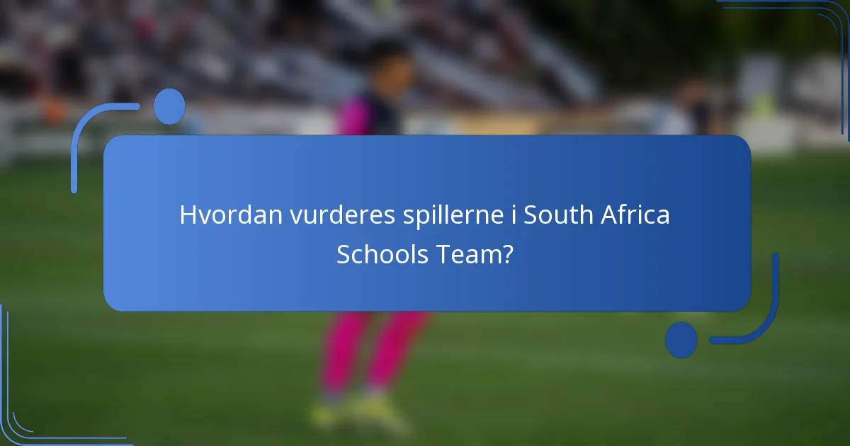 Hvordan vurderes spillerne i South Africa Schools Team?